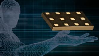 Graphic of a person holding the metamaterial