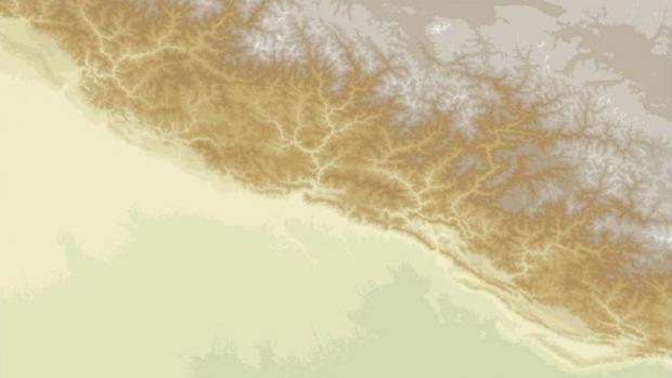 A shuttle radar topographic image over lower Himalayas