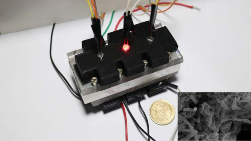 The assembled prototype MANAS; Inset-SEM image of bacteria grown inside the module (Image credits: Authors of the paper) Lab in a capsule: a modular device for biological experiments in space