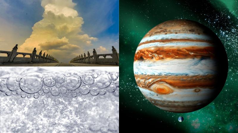Left: Convection cells. Right: Shear flow on Jupiter. Convections cells