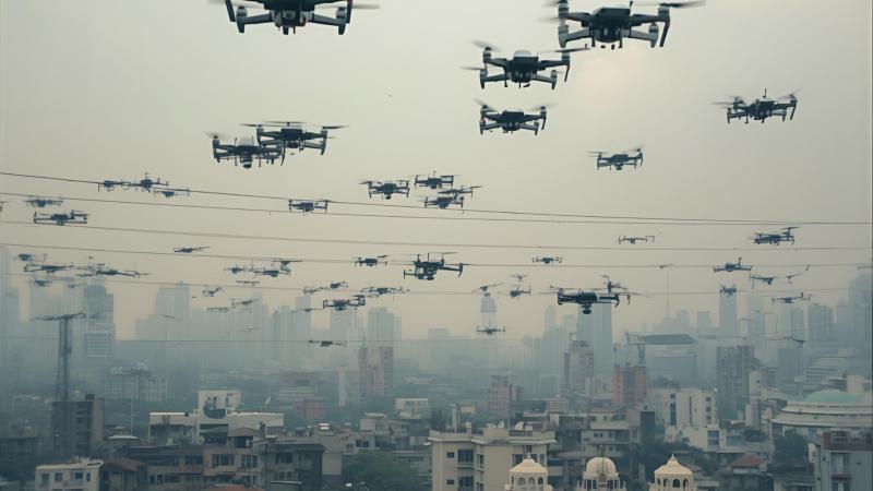 Representative image of a swarm of drones A swarm of drones