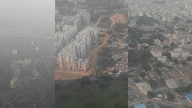 An arial view of Delhi, India | Image credits - Ramya Badrinath Have policies to conserve groundwater in Haryana and Punjab worsened Delhi's air?