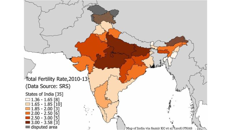 Image: Map of India via Samir KC et al. (2018) PNAS Image: Map of India via Samir KC et al. (2018) PNAS