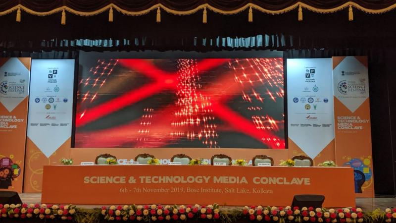 The stage set for Science and Technology Media Conclave during IISF 2019. Photo: Spoorthy Raman. Would deliberations at the IISF 2019 Science and Technology Media Conclave lead to traction in India’s science communication scene?